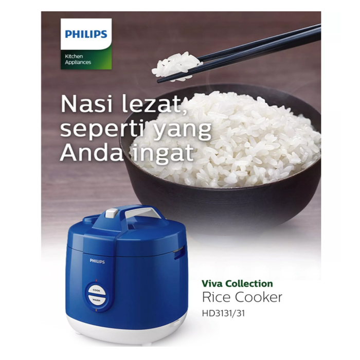 PHILIPS Rice Cooker 2 L - HD3131/31 Biru